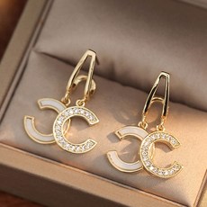 트와이스 C 커브 큐빅 롱 드롭 패션 귀걸이