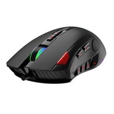 [해외] AULA H512 RGB 백라이트 게임용 마우스 12 버튼 프로그래밍 50 인치 당 점 광학 USB 유선 마우스 (노트북 데스크탑 용 화재 키 포함), Black