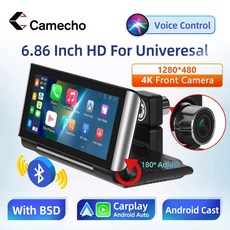 Camecho 6.86 인치 HD 터치 스크린 무선 카플레이 안드로이드 자동 블루투스 후면 카메라 모니터 에어플레이 FM DVR 스마트 스크린 플레이어, 2.Car monitor