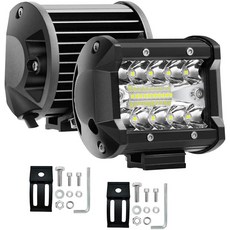 AUXTINGS 2피스 4인치 10.8cm 60W 3줄 LED 스팟 투광 조명 루프 바 자동 오프로드 가이드 안개등 보트 작업 등대 SUV 트랙터 램프 12V 24V, 1개