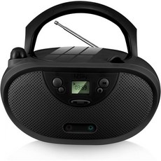 Gummy GC04B 휴대용 CD 플레이어 붐박스 디지털 튜닝 FM 스테레오 라디오 키즈 CD 플레이어 블루투스 USB LCD 디스플레이 전면 보조 포트 및 헤드폰 잭 지원, GC-04 Black