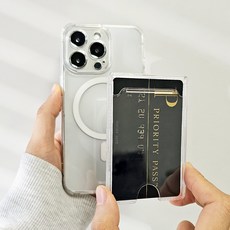 나인어클락 투명 맥세이프 클리어 카드포겟 케이스 자력강화 언더푸쉬 카드지갑 5mm 초슬림 고광택 크리스탈 그립 케이스