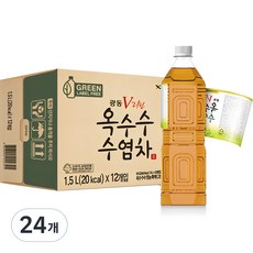 광동제약 옥수수 수염차 무라벨 그린, 1.5L, 24개