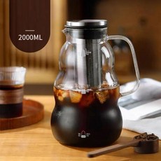 콜드브루 아이스 커피 메이커 밀폐 차 인퓨저 탈착식 스테인레스 스틸 필터 1L 1.4L 2L 유리 물병, 2)2000ML B, 02 2000ML B