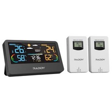 Raddy 라디오 미니 어르신 트로트 휴대용 WF55C PRO 기상대 무선 실내 실외 온도계 습도계 색상 표시 가정용 추가 센서 2개 날씨 예측
