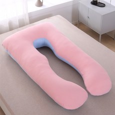 u자바디필로우 바디필로우 u자형바디필로우 바디플로우베개 m자바디필로우 m자형바디필로우 임산부바디필로우 쿨바디플로우베개 u자형베개, 70x130cm (1.7kg), 코튼-투톤핑크블루