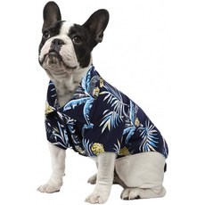 Sawmong Dog Hawai 셔츠 펫 퍼피 캣 폴로 플라워 프린트 티셔츠 여름 캠프 조끼 파인애플 소형견(Navy L) : 키친 &amp; 다이, 단일옵션