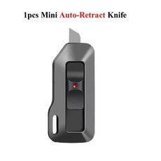 칼 접이식 스냅오프 포켓 검정색 탄소강 자동 잠금 미니 박스 커, 1개, 9.1 Auto-Retract K..