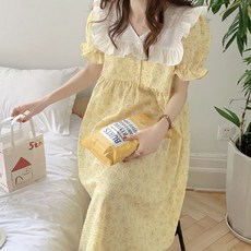 옐로우드림 - 원피스 파자마 투피스 파자마 - 홈웨어 프릴 레이스 러블리 잠옷 학생잠옷