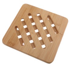 shangren 대나무 Trivet 주방 핫 패드 Trivet 광장 및 라운드, 15x15cm, 원시 나무 색상, 1개