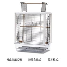 앵무새 새장 케이지 아크릴 둥지 놀이터 조류 사육장, 1세트, 화이트 기본 풀메쉬 47x36x58
