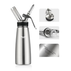 생크림 휘핑기 스테인리스 자동 크림 건 머랭기, 04.실버 500ml, 1개