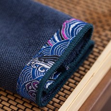 리이브스가르텐 자수 천 다포 차포 티타월 차상포 트레이 매트 전통 다도용품 차수건 사각 자수 윤진 행주-네이비블루, 자수 윤진 행주 B형-브라운, 1개