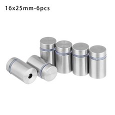 스틸 스페이서 홀더 유리 패스너 광고 스탠드 오프 핀 빌보드 나사 손톱, 6개, 05 16x25mm-6pcs