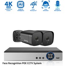 영어 설명서 얼굴 검사 4K 안전 카메라 시스템 POE 8MP NVR 키트 8CH 야외 거리 CCTV 총알 카메라 IP 영상 모니터링 시스템, 없다, 영국 플러그, 4k 8채널 NVR 2부 캠