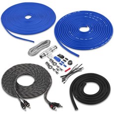 Belva True 8 게이지 AWG 프리미엄 CCA 증폭기 배선 키트RCA 케이블 미포함 BPK8 RED, 파란색, 8 Gauge | 2-Channel