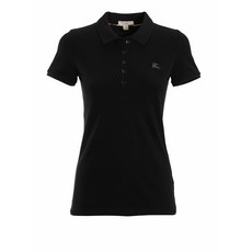 145341 0195 여자 버버리 블랙 STRETCH COTTON CHECK COLLAR 로고 SLIM POLO SHIRT XS