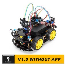 아두이노키트 아두이노 모듈 키트 Arduino uno 프로그래밍 로봇 프로젝트 용 4wd 스마트 로봇 자동차 스타터 키트 전문 diy 교육 전자 키트 호환, v1.0(앱 없음), 1개