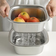 스텐 사각 펀칭볼 채반 세트