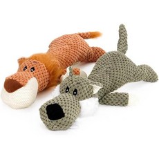  KYON 일본직구 강아지 장난감 츄잉 소리 반려동물 양치 운동부족 소리 장난감 (라이언앤울프) 2종 세트, 상세참조, 수량 