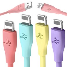 아이엔조이 마카롱 고속 충전 USB 아이폰 케이블 4개입