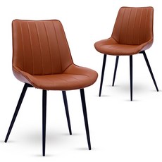 L 식탁 의자 2P 세트 카페 인테리어 화장대 다이닝, L.다이닝체어_브라운+브라운