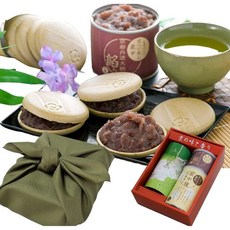 양갱 키요이즈미 연말 우지차와 수제 녹차 모나카 (녹차피) 단바 다이나곤팥) 센차 (100g) 보자기 보따리 화과자 선물 차 말차 디저트 京都 세찬, 차와 호지차 중, 100g, 1개