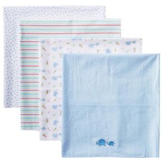 Spasilk Baby 4팩 100% 면 플란넬 리시빙 담요 Blue Elephant One Size