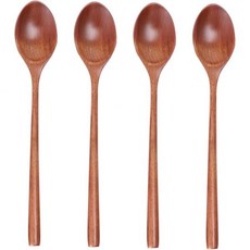 샤워로 4pcs 앱레타이저 디저트 스푼 주방 가전 우드 티스푼 레스토랑 도구 휴대용 다이닝 일식 수프 긴 손잡이 수저 숟가락 나무