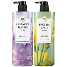 해피바스 플라워테라피 바디워시 760g 라벤더&티트리1개+프리지아&바질1개 바디클렌저