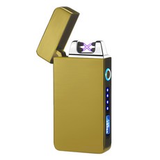 고급 LED 플라즈마 전기 라이터 기프트 박스 세트 배터리 표시 USB 충전식 남자 선물용 아크 스파크 라이타 남성 이색 특이한 선물, 1세트, R99645J(빈티지골드