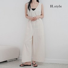 린넨민소매점프수트