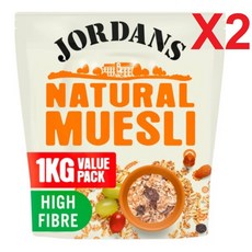 [영국발송] 2팩 조단스 네추럴 뮤즐리 1KG 아침식사 통곡물 건강식 Jordans Natural Muesli 1Kg, 2개