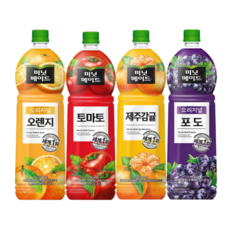 미닛메이드 오렌지100+포도100+제주감귤+토마토 각1개씩 총4개, 4개, 1.5L