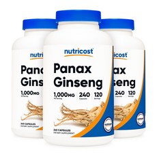 뉴트리코스트 파낙스 진생 인삼 1000mg 240캡슐 3병, 120회분, 3개