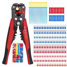 260PCS 압착 케이블 터미널 세트 키트 열 수축 절연 와이어 전기 커넥터 스트립 펜치와 모듬 된 상자, [01] 261pcs, 1개