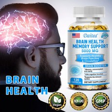 Brain Booster - 주의력 기억력 정신적 집중력을 향상하고 지능 집중력을 향상하고 뇌 건강을 지원하는 건강 보조 식품, 3개, 120정
