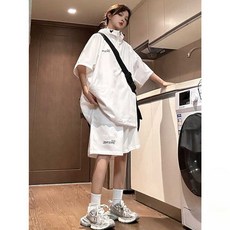 러닝 트레이닝 세트 여성 2024 여름 빅사이즈 캐주얼 반바지 냉장고 래시가드 키 작은 투피스