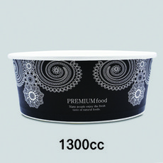 프리미엄푸드 1300cc 원형용기 비빔밥 덮밥 라면 떡볶이 360개 1박스 (뚜껑별도), 프리미엄푸드 블랙, 1개
