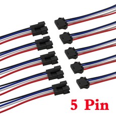 5Pair10Pcs SM JST LED 커넥터 케이블 23456 핀 플러그 소켓 RGB RGBW LED 스트립 라이트 어댑터에 대 한 남성 여성 와이어 커넥터, 11) 5Pin - 15CM