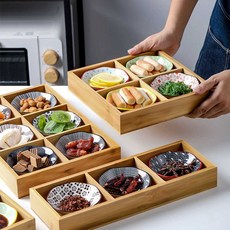 참치 회 플레이팅 접시 일식 사시미 오마카세 트레이 플레이트, 1개, 6칸 트레이+접시 C