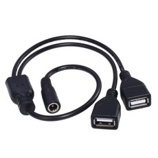 5V USB ~ DC 전원 케이블 DC 5.5 x 2.1mm 여성에서 2 개의 USB 여성 충전 케이블 변환 다양한 DC 및 USB, 1개