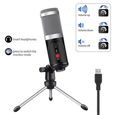 삼각대와 콘덴서 마이크 USB 컴퓨터 스튜디오 마이크 PC 마이크 전화 가라오케 마이크 사운드 카드, 02 MP001-White-S10