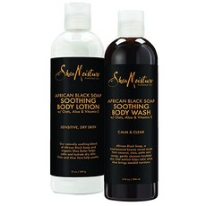 SheaMoisture African Black Soap Bath & Body Pack | Body Wash | Body Lotion | 13 fl. oz. Each, 단일상품, 본문참고, 본문참고