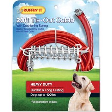 Ruffin It 15피트 케이블 타이 아웃 코르크스크류 스테이크 포함 70파운드의 개를 1491676, 20ft Heavy Duty Cable, 1개