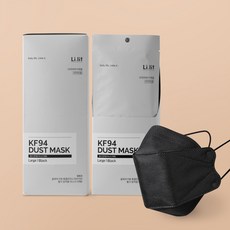 [리릿] 국내생산 KF94 블랙마스크 대형 최대 200매 개별포장, 블랙 100매