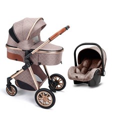 아기유모차 럭셔리 다기능 베이비 유모차 3 in 1 High Landscape Baby Pram 조정 가능한 아기 요람 유아 Ca, 03 Khaki