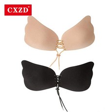 CXZD 1 쌍 원활한 자기 접착 플라이 브래지어 끈이 푸시 업 브래지어 무선 스틱 섹시 란제리 보이지 않는 실리콘 여성 브래지어