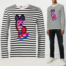 19FW 아씨드 폭스 스트라이프 티셔츠 SPCZU00102 BKWH