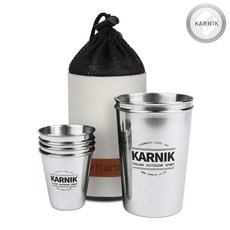 카르닉 에코 캠핑컵세트 8P 스텐 캠핑 소주잔 320ml 70ml 구성 물컵 (메쉬파우치포함), 캠핑컵세트(8P), 1개